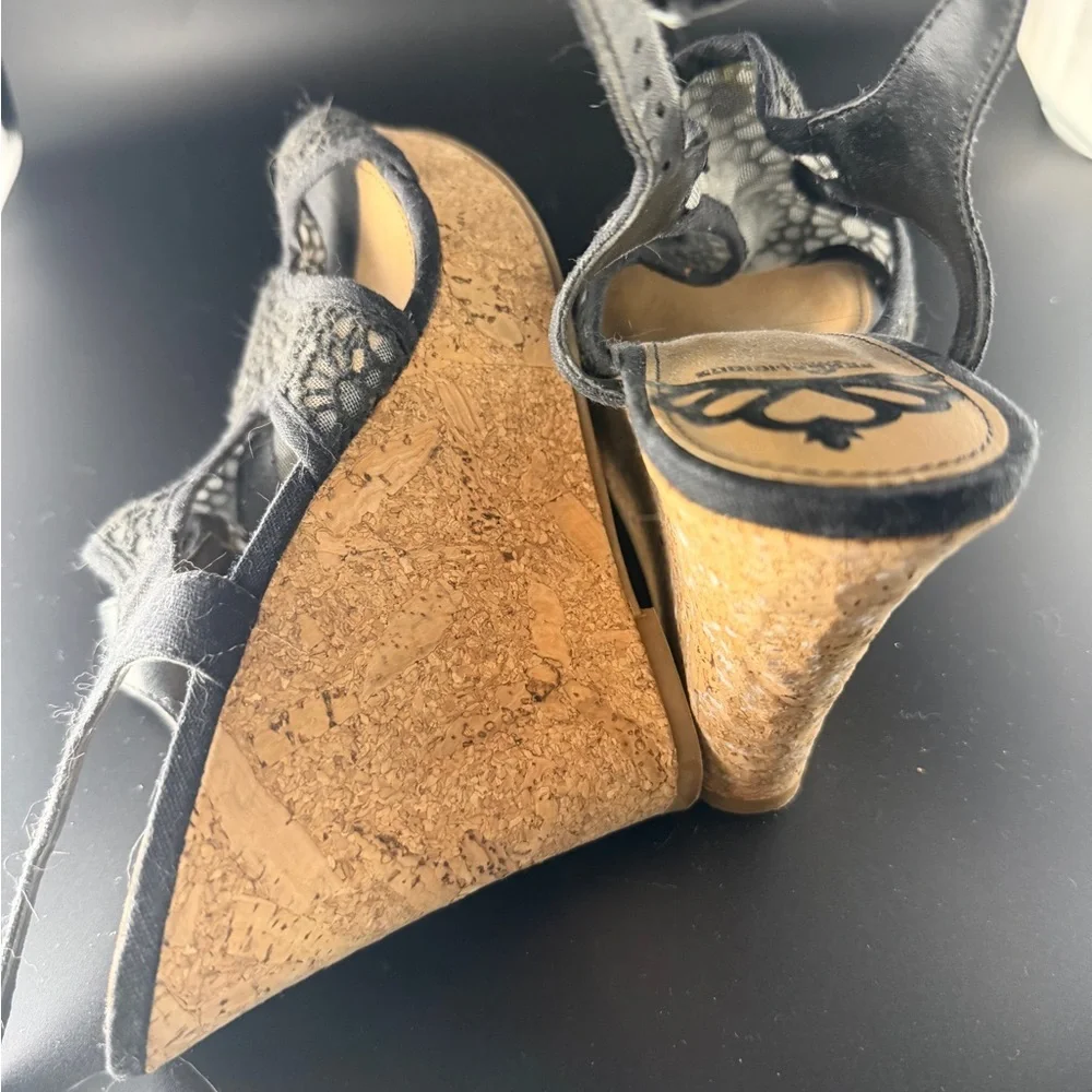 Fergalicious Cream Lace Wedge and Black Wedge shoes. Great condition.